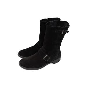 Paul Green Adison Black Suede Biker Boots Size 9